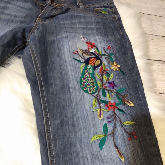 LEO ROMA peacock embroidered jeans - Picture 2 of 6